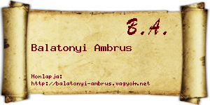 Balatonyi Ambrus névjegykártya